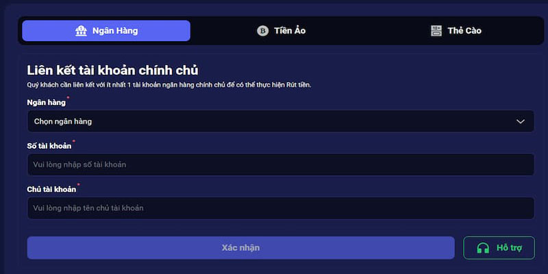 Rút tiền nhà cái Tin88 bằng ngân hàng miễn phí giao dịch